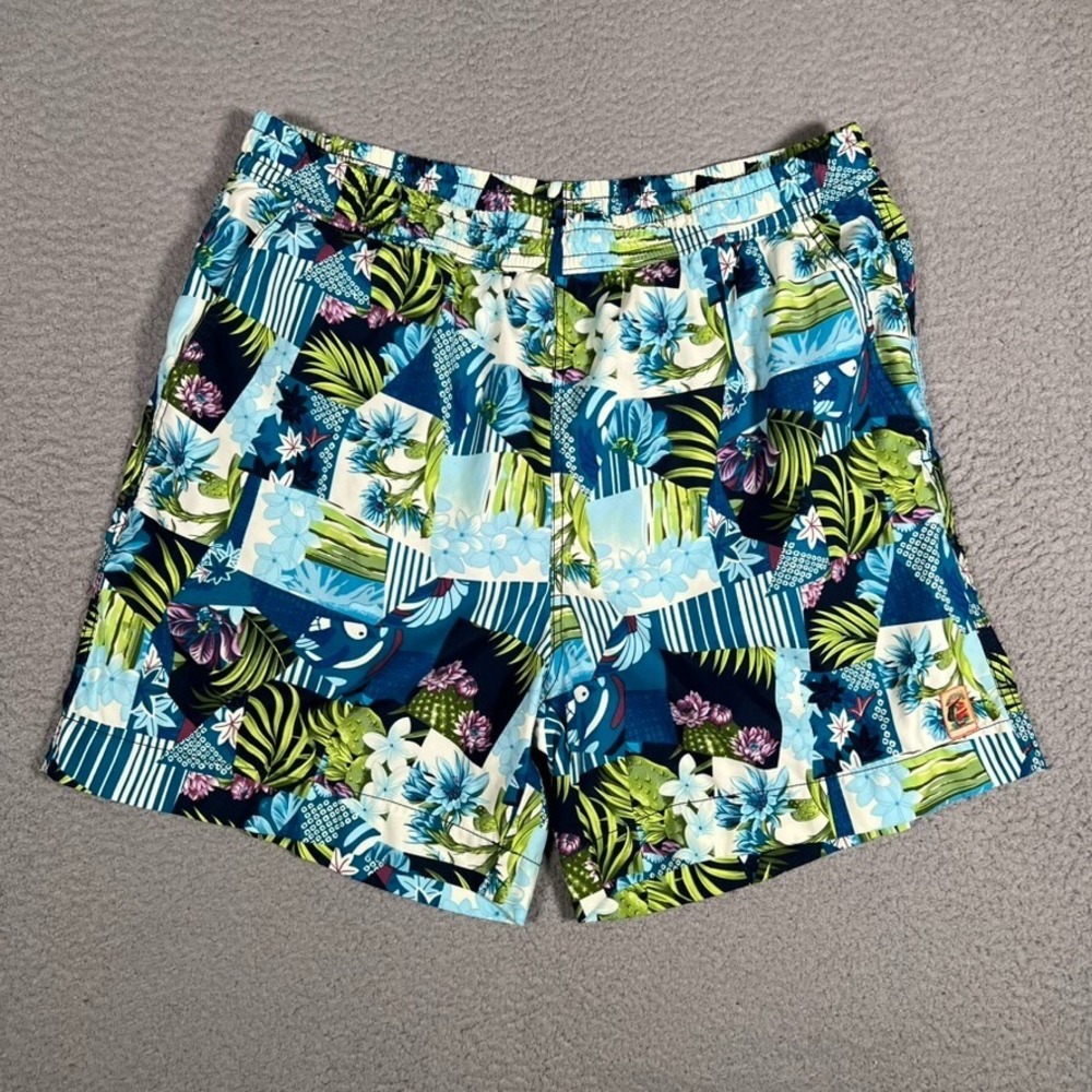 Tommy Bahama Shorts‎ Mens Large Blue Floral Hawaiian Elastic Waist Swim Pockets